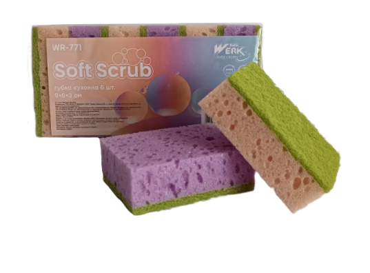 Губка кухонна Soft Scrub 6 шт WR-771 (9х6х3 см) Werk